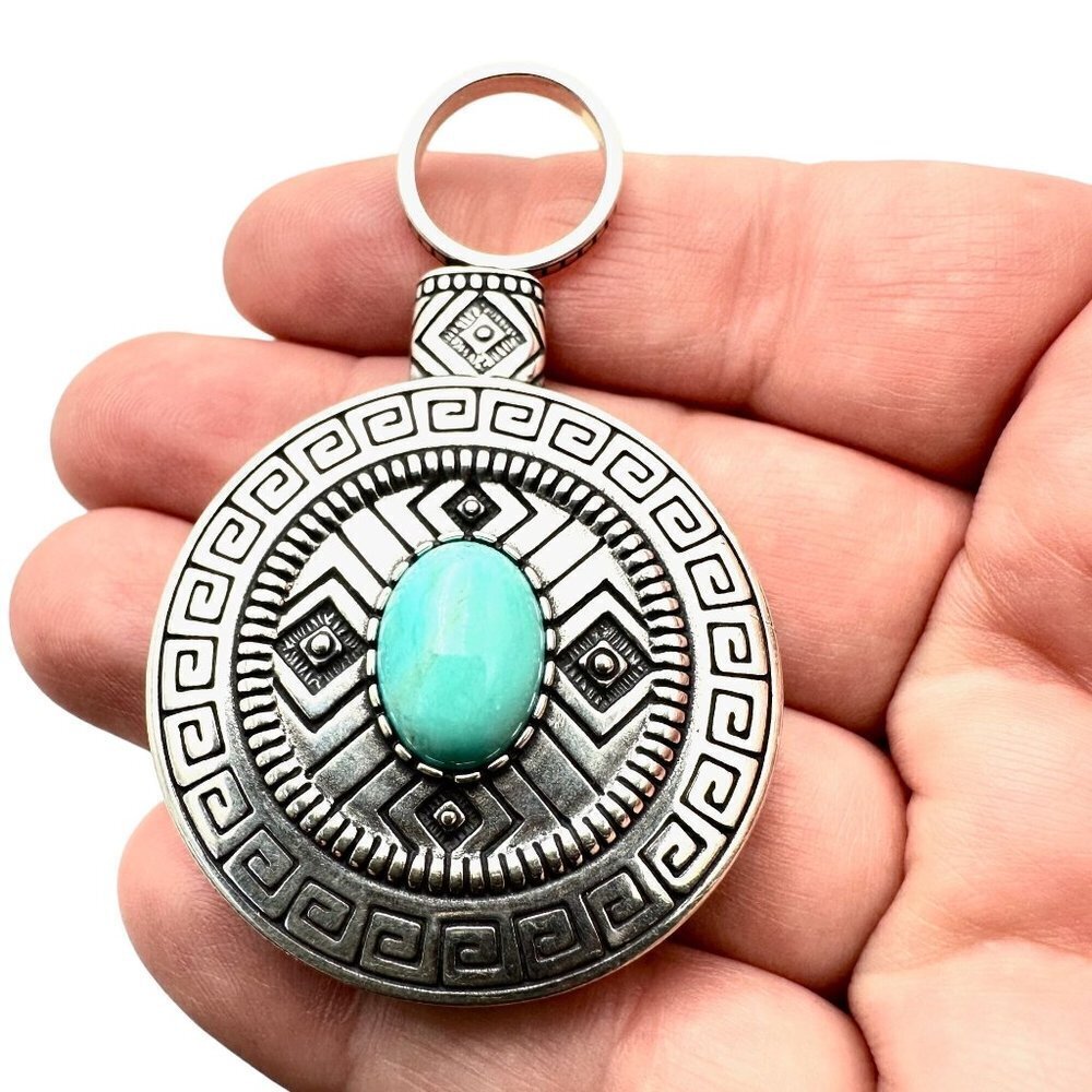 Vintage Southwestern Carol Felley Sterling Silver Turquoise Pendant